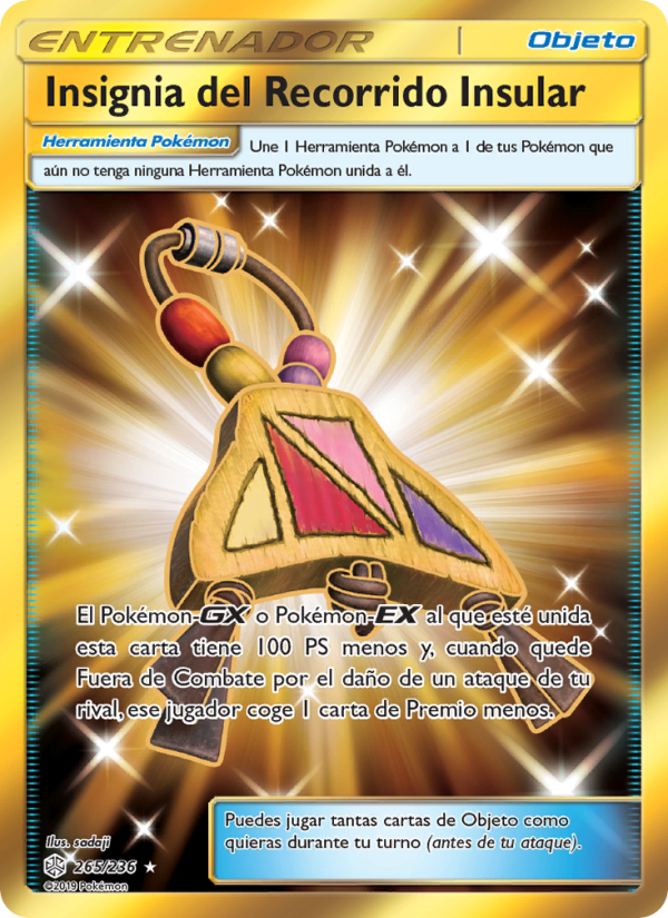 Insignia del Recorrido Insular 265 — Cosmic Eclipse (Spanish Pokémon TCG card)