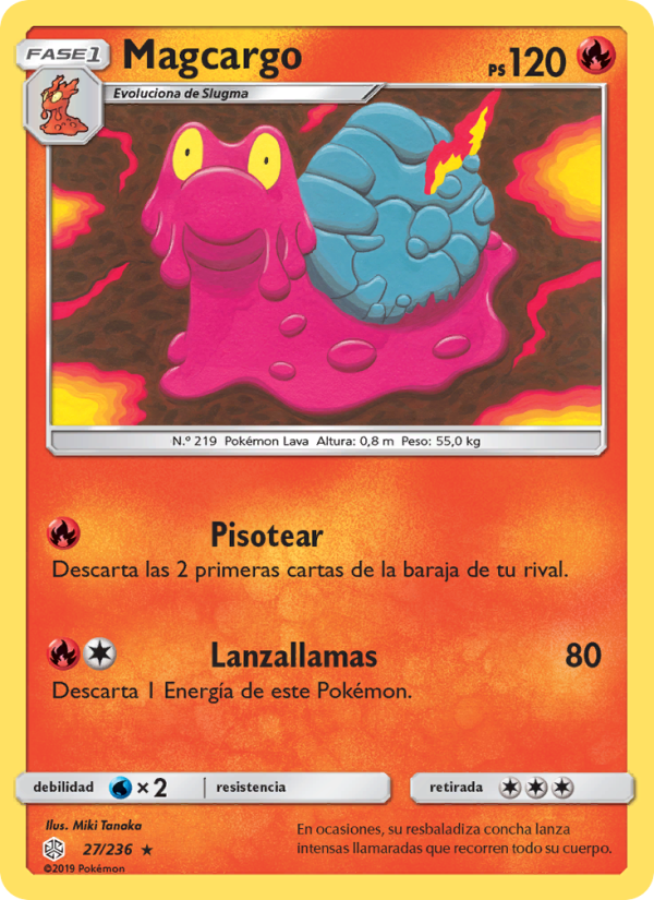 Magcargo 27 — Cosmic Eclipse (Spanish Pokémon TCG card)