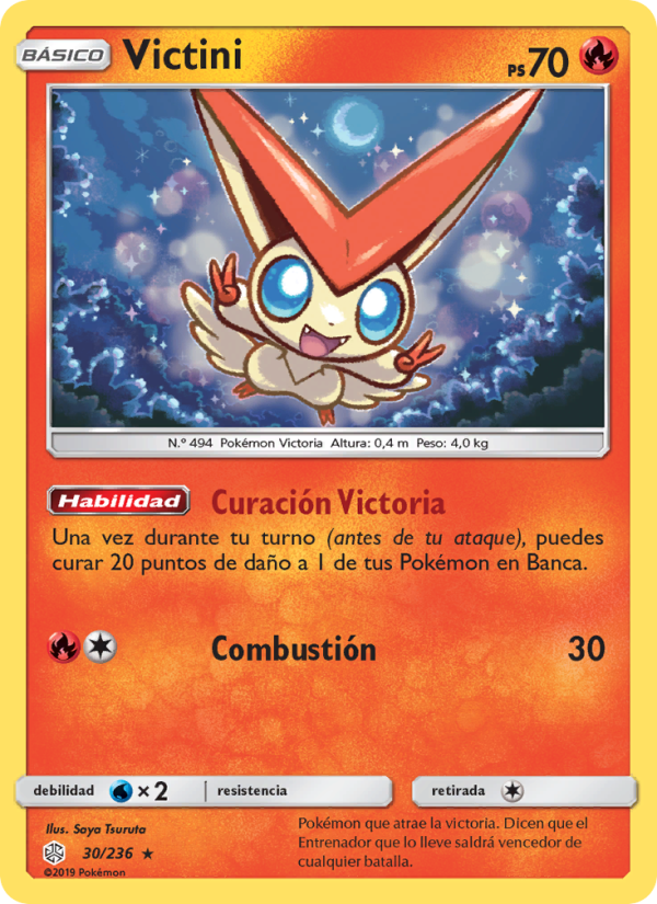 Victini 30 — Cosmic Eclipse (Spanish Pokémon TCG card)