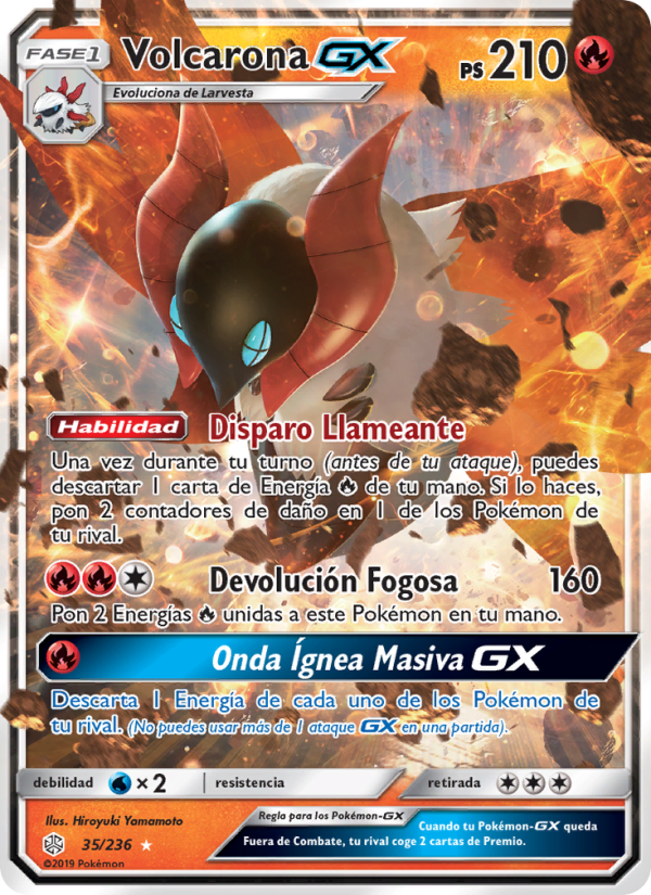 Volcarona GX 35 — Cosmic Eclipse (Spanish Pokémon TCG card)