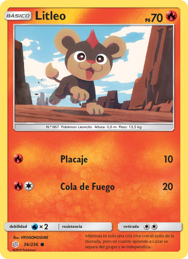 Litleo 36 — Cosmic Eclipse (Spanish Pokémon TCG card)