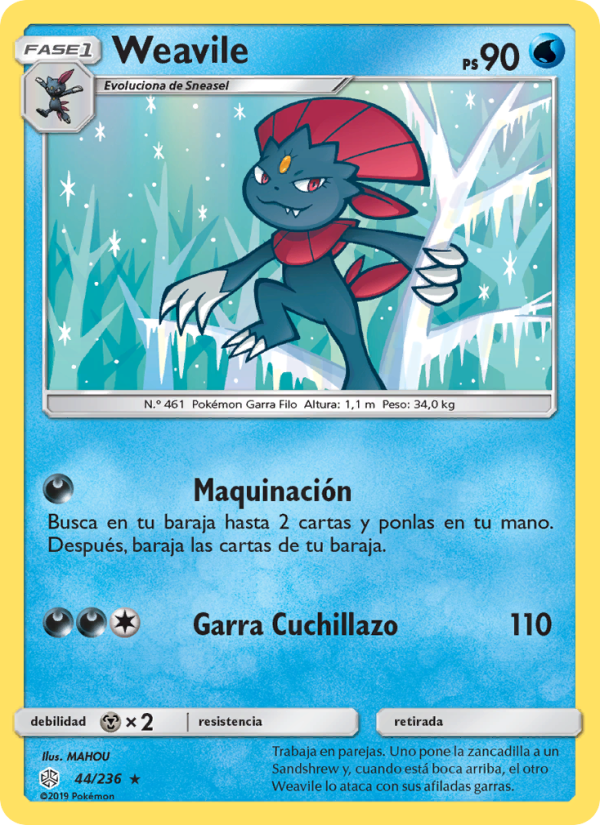 Weavile 44 — Cosmic Eclipse (Spanish Pokémon TCG card)