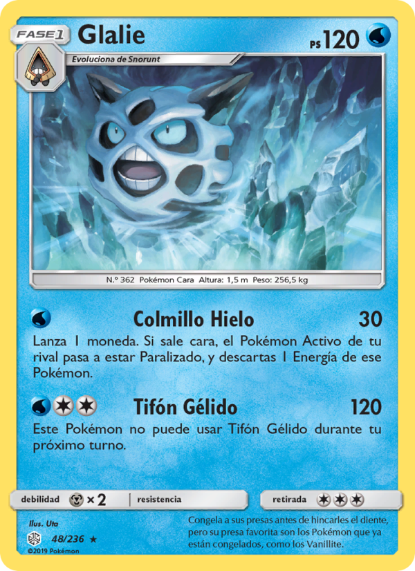 Glalie 48 — Cosmic Eclipse (Spanish Pokémon TCG card)
