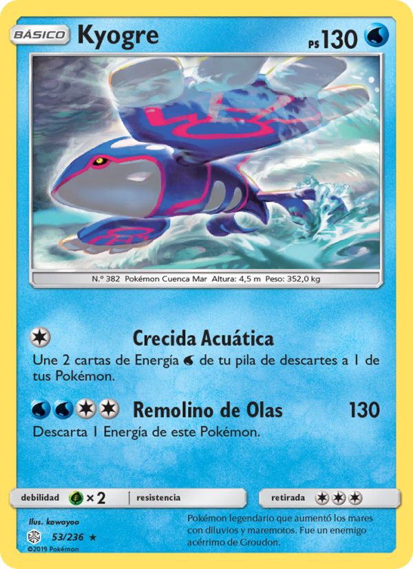 Kyogre 53 — Cosmic Eclipse (Spanish Pokémon TCG card)