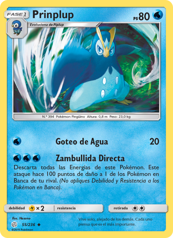 Prinplup 55 — Cosmic Eclipse (Spanish Pokémon TCG card)