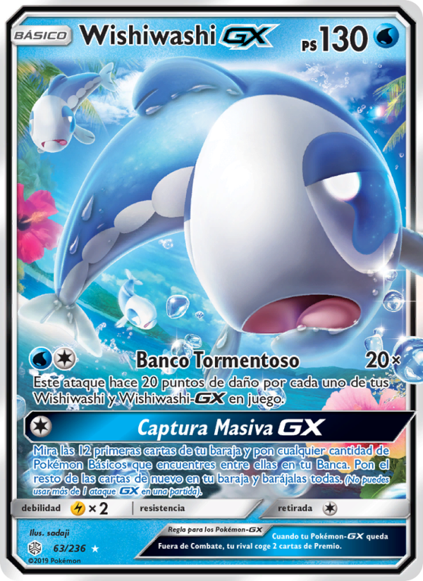 Wishiwashi GX 63 — Cosmic Eclipse (Spanish Pokémon TCG card)