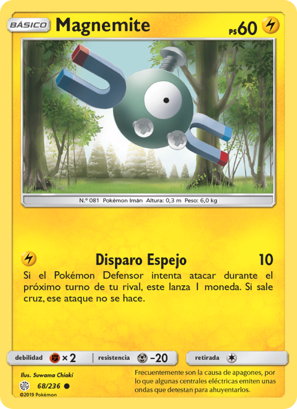 Magnemite 68 — Cosmic Eclipse (Spanish Pokémon TCG card)