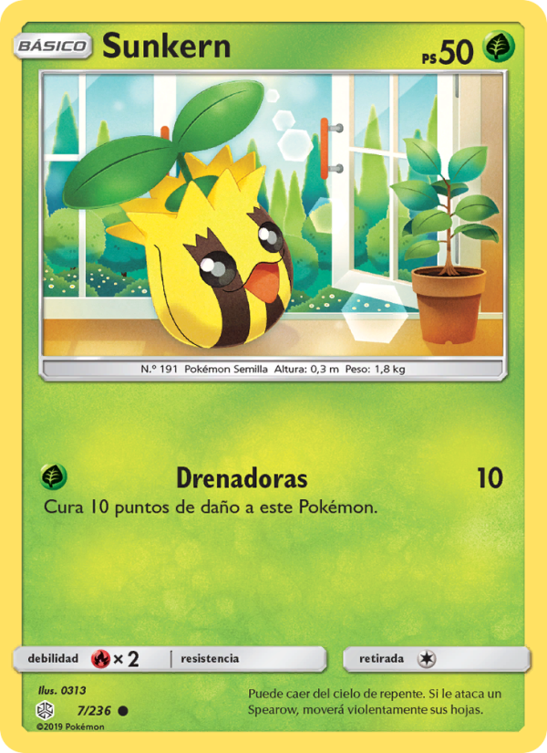 Sunkern 7 — Cosmic Eclipse (Spanish Pokémon TCG card)