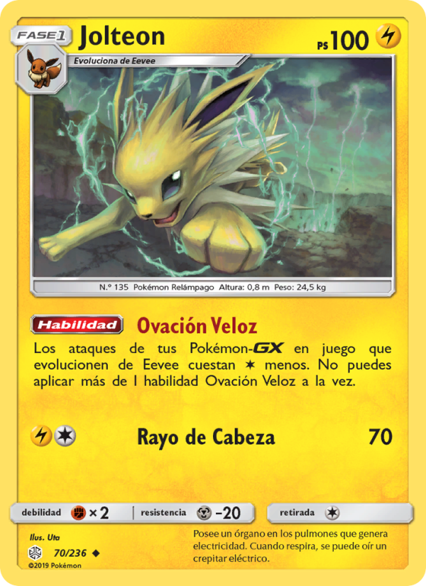 Jolteon 70 — Cosmic Eclipse (Spanish Pokémon TCG card)