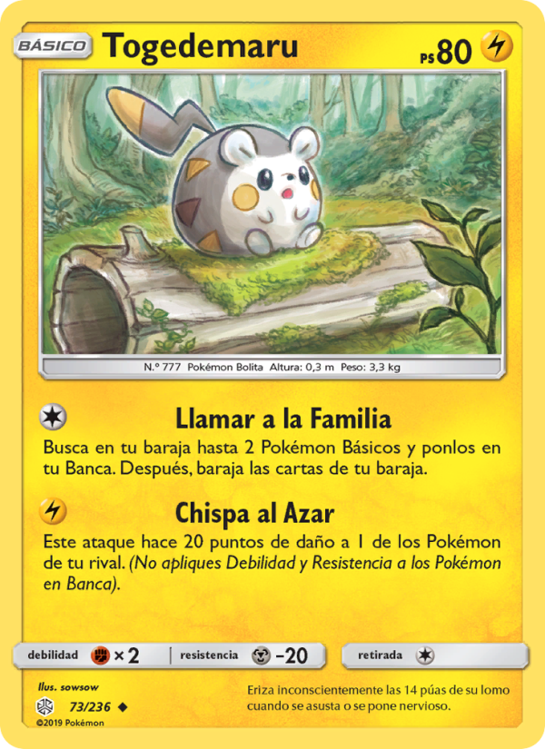 Togedemaru 73 — Cosmic Eclipse (Spanish Pokémon TCG card)