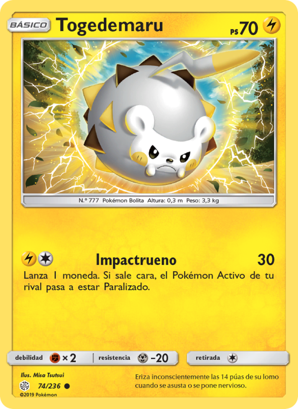 Togedemaru 74 — Cosmic Eclipse (Spanish Pokémon TCG card)