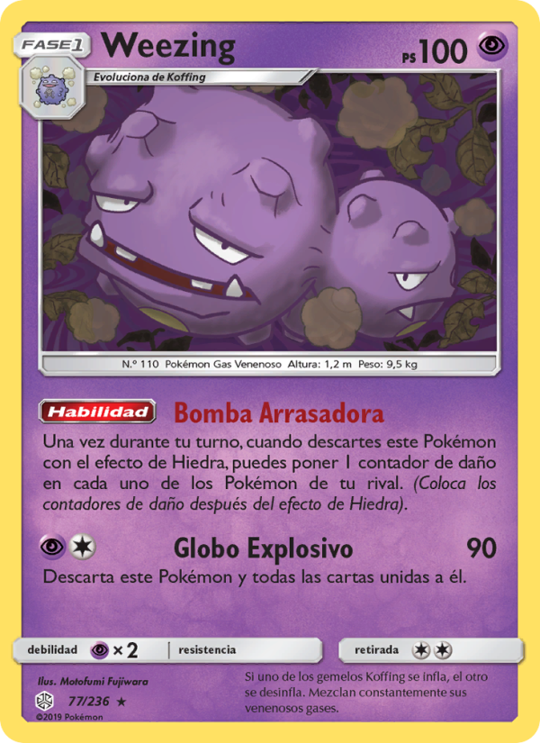 Weezing 77 — Cosmic Eclipse (Spanish Pokémon TCG card)