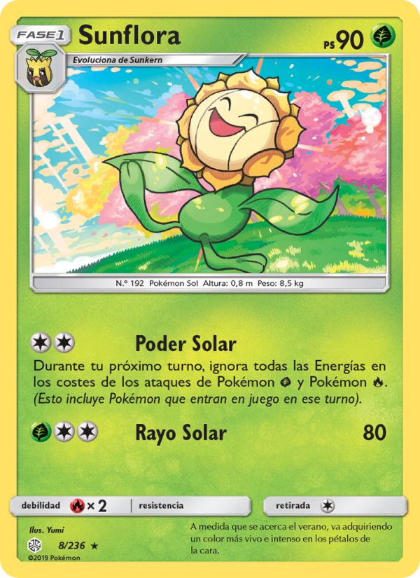 Sunflora 8 — Cosmic Eclipse (Spanish Pokémon TCG card)