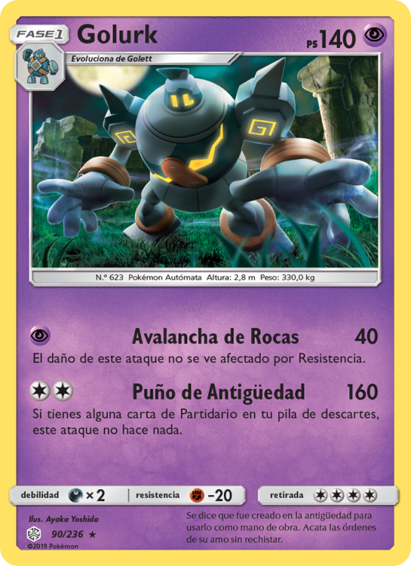 Golurk 90 — Cosmic Eclipse (Spanish Pokémon TCG card)