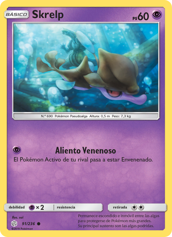 Skrelp 91 — Cosmic Eclipse (Spanish Pokémon TCG card)