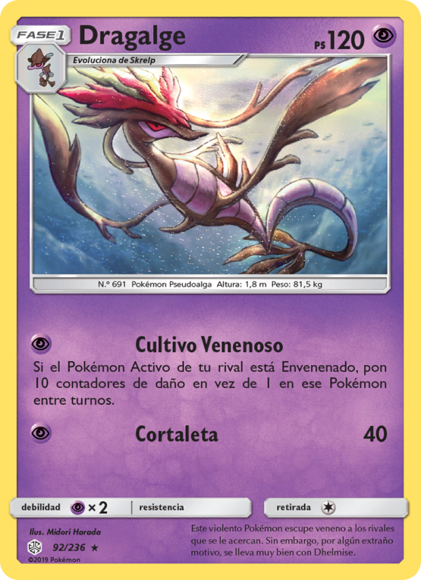 Dragalge 92 — Cosmic Eclipse (Spanish Pokémon TCG card)
