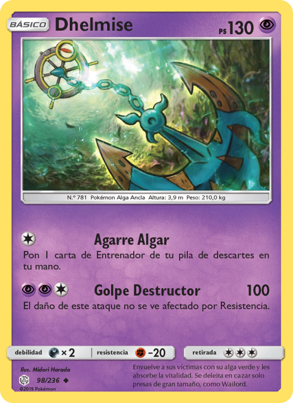 Dhelmise 98 — Cosmic Eclipse (Spanish Pokémon TCG card)