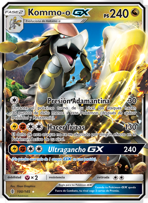 Kommo-o GX 100 — Guardians Rising (Spanish Pokémon TCG card)