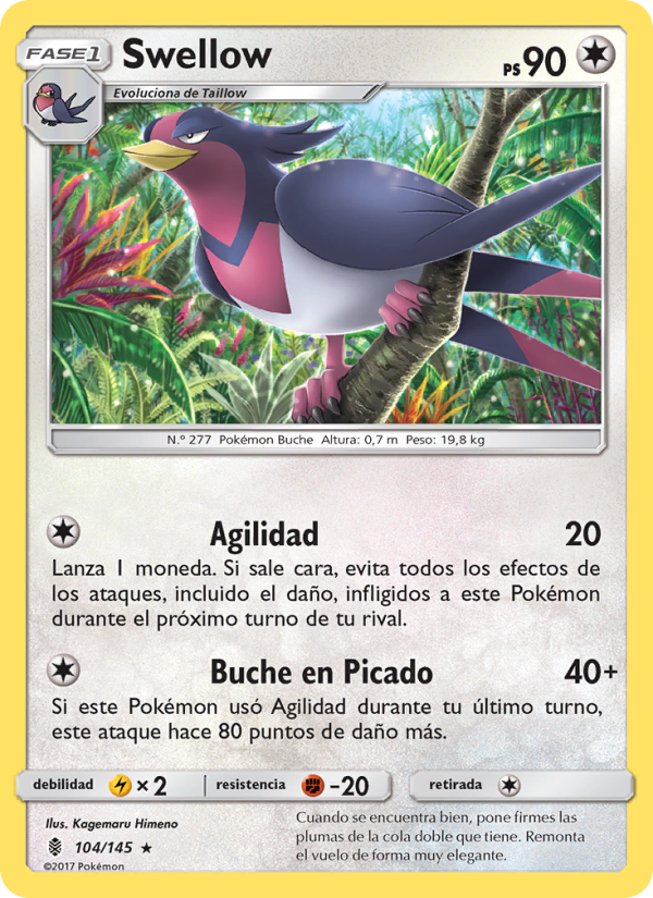 Swellow 104 — Guardians Rising (Spanish Pokémon TCG card)