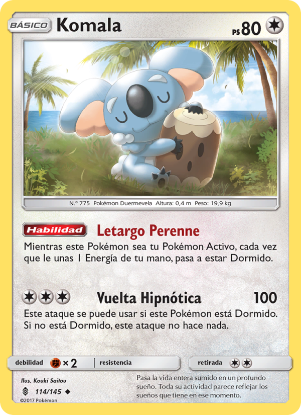 Komala 114 — Guardians Rising (Spanish Pokémon TCG card)