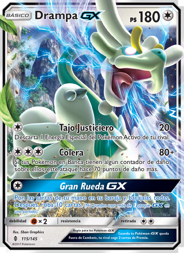 Drampa GX 115 — Guardians Rising (Spanish Pokémon TCG card)