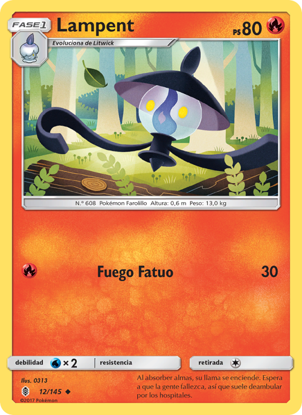 Lampent 12 — Guardians Rising (Spanish Pokémon TCG card)
