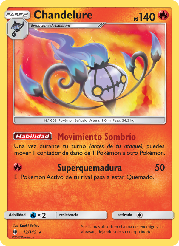 Chandelure 13 — Guardians Rising (Spanish Pokémon TCG card)
