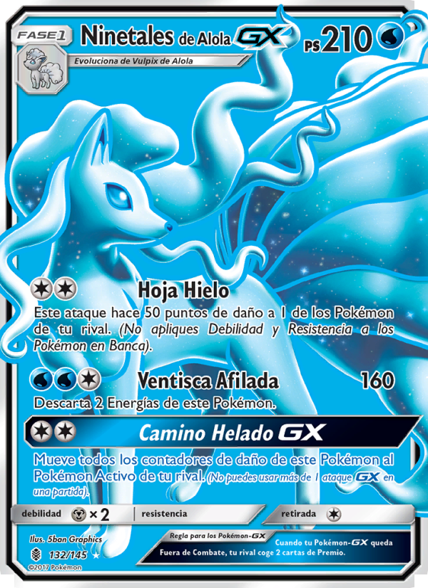 Ninetales de Alola GX 132 — Guardians Rising (Spanish Pokémon TCG card)