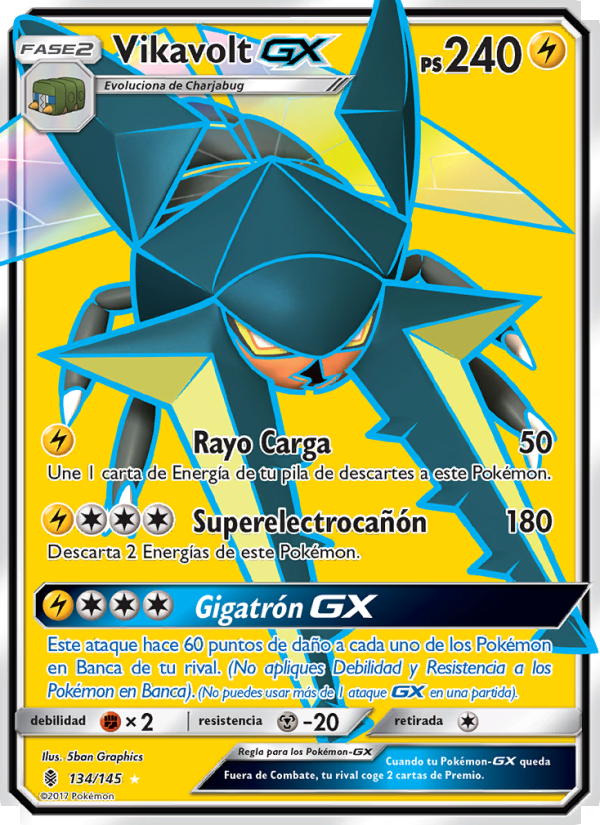 Vikavolt GX 134 — Guardians Rising (Spanish Pokémon TCG card)