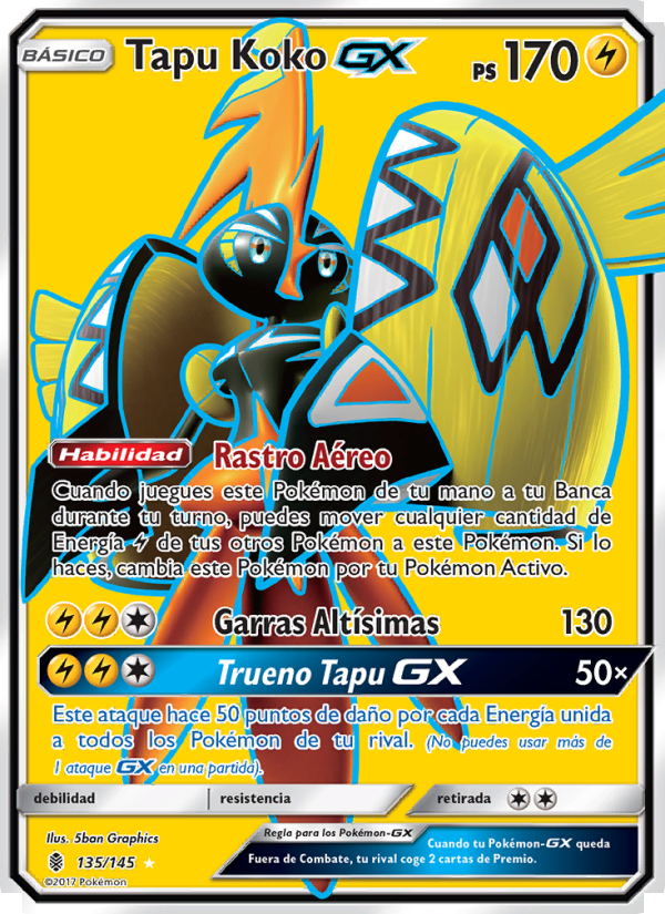 Tapu Koko GX 135 — Guardians Rising (Spanish Pokémon TCG card)