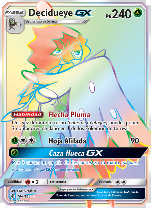 Decidueye GX 146 — Guardians Rising (Spanish Pokémon TCG card)