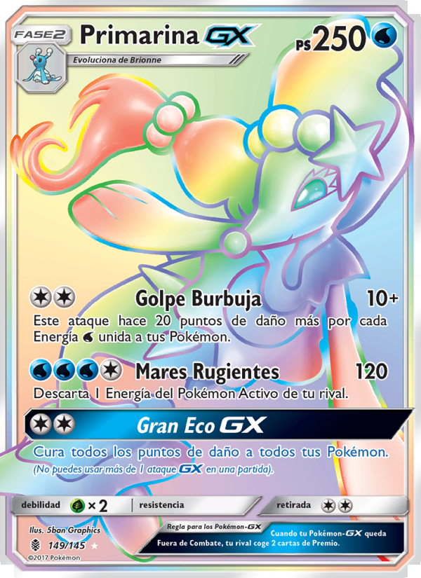 Primarina GX 149 — Guardians Rising (Spanish Pokémon TCG card)