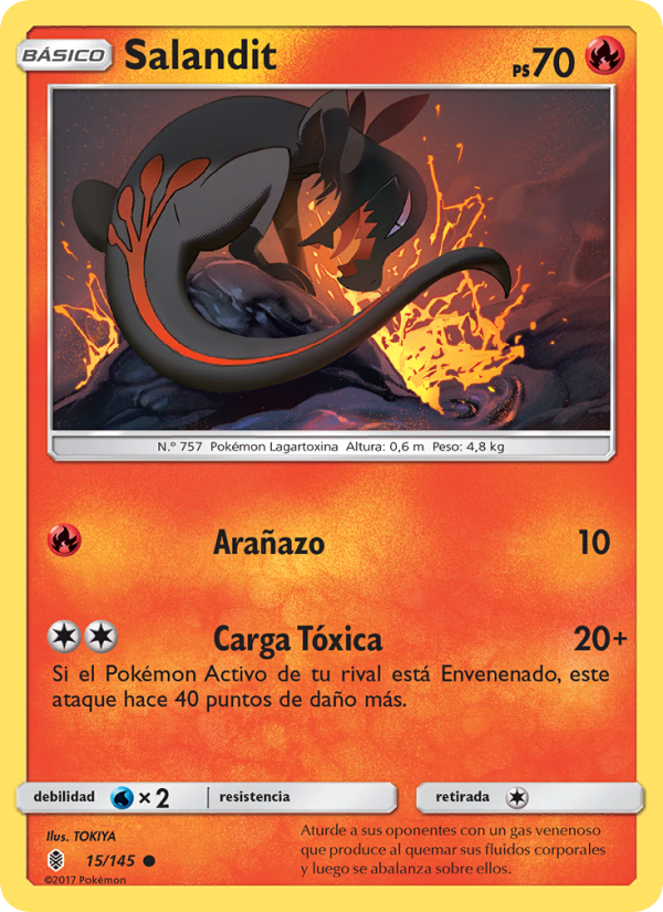 Salandit 15 — Guardians Rising (Spanish Pokémon TCG card)