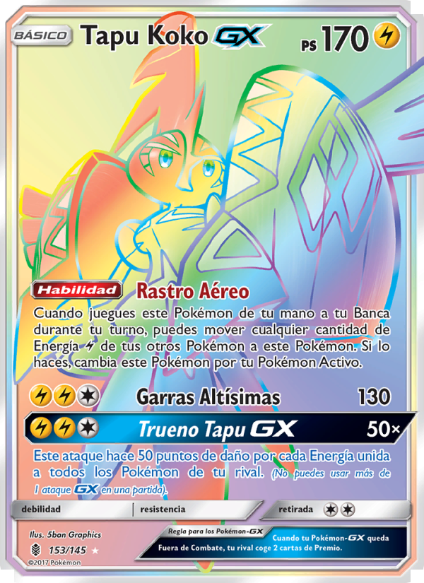 Tapu Koko GX 153 — Guardians Rising (Spanish Pokémon TCG card)