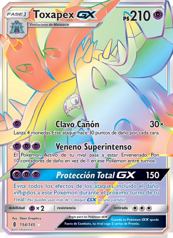 Toxapex GX 154 — Guardians Rising (Spanish Pokémon TCG card)