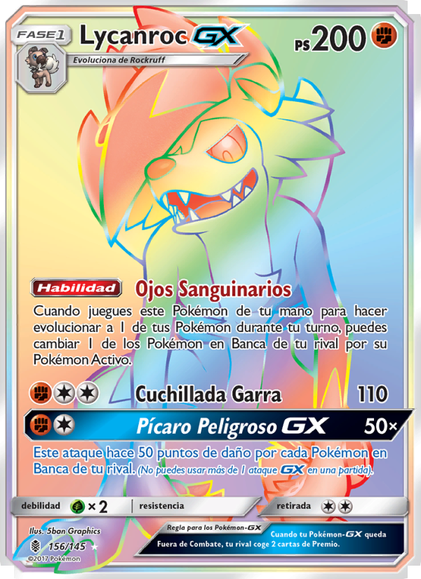 Lycanroc GX 156 — Guardians Rising (Spanish Pokémon TCG card)