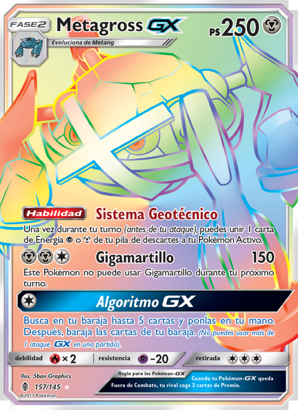 Metagross GX 157 — Guardians Rising (Spanish Pokémon TCG card)