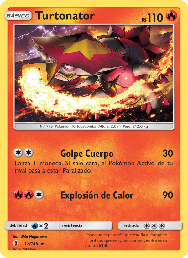 Turtonator 17 — Guardians Rising (Spanish Pokémon TCG card)