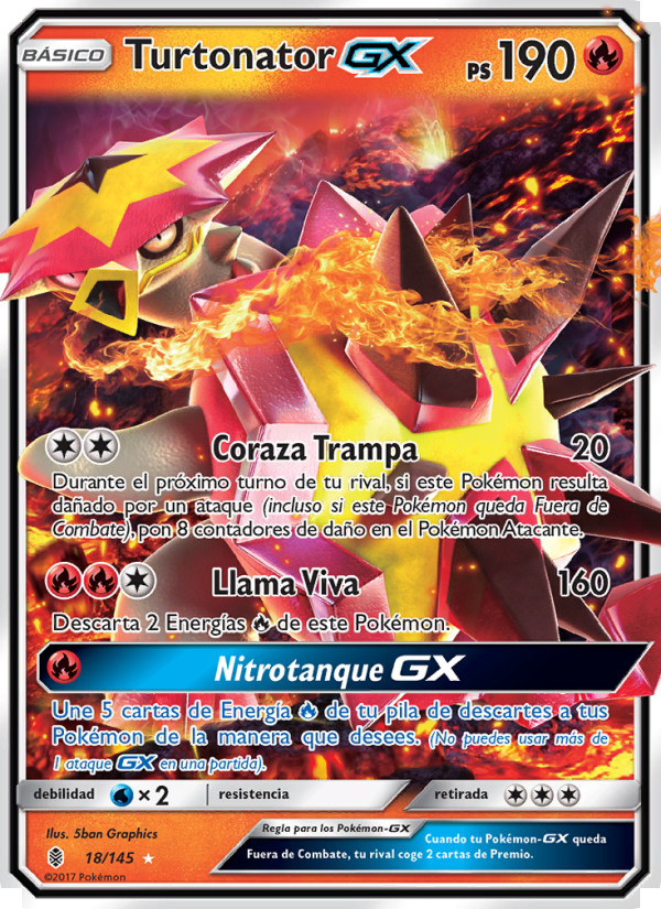 Turtonator GX 18 — Guardians Rising (Spanish Pokémon TCG card)