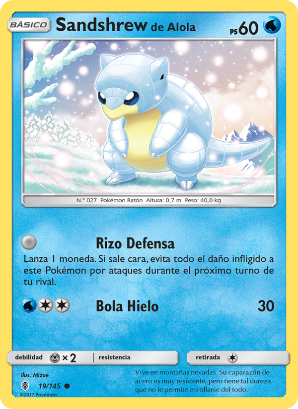 Sandshrew de Alola 19 — Guardians Rising (Spanish Pokémon TCG card)