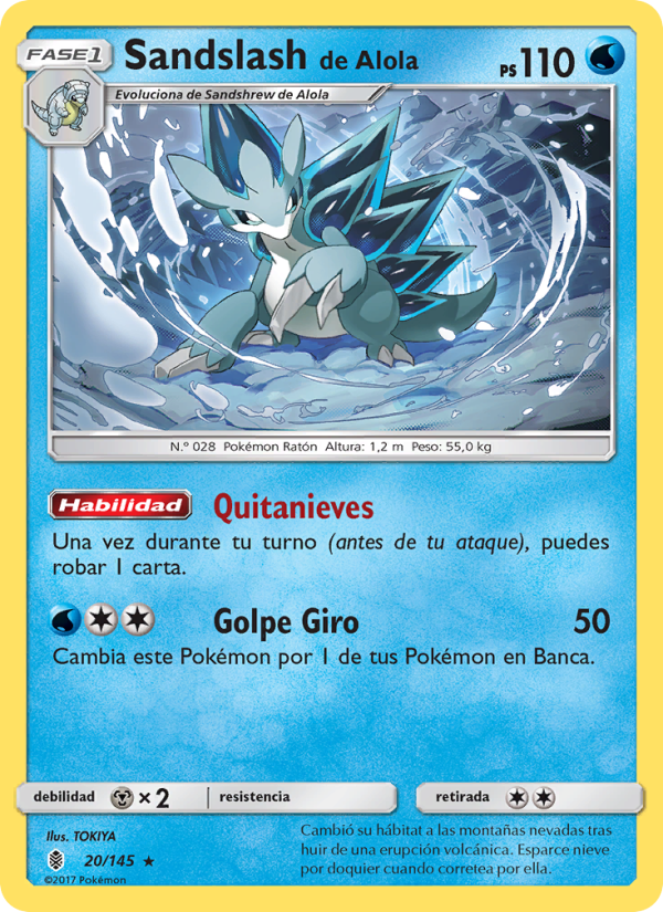 Sandslash de Alola 20 — Guardians Rising (Spanish Pokémon TCG card)
