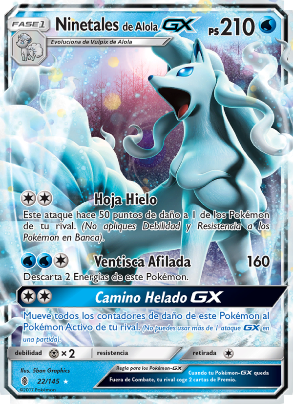 Ninetales de Alola GX 22 — Guardians Rising (Spanish Pokémon TCG card)