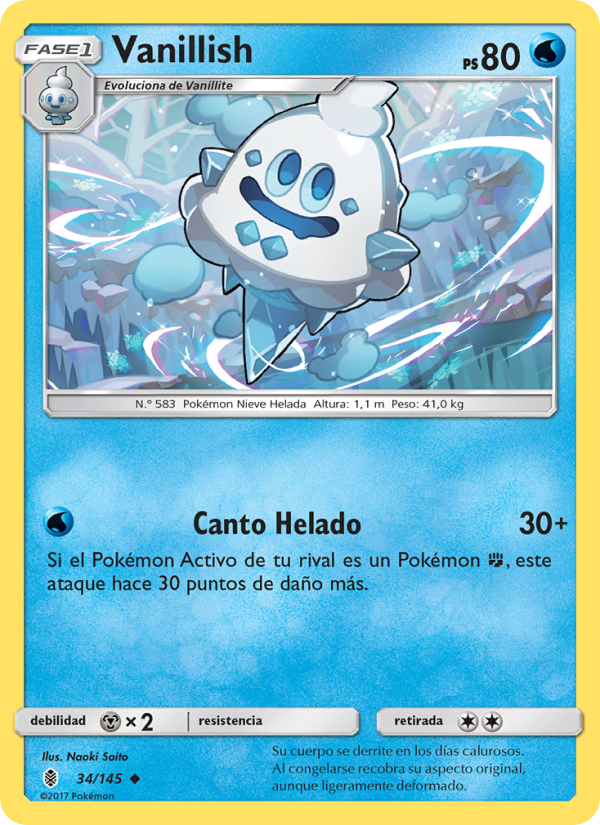 Vanillish 34 — Guardians Rising (Spanish Pokémon TCG card)