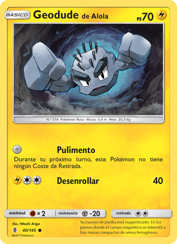 Geodude de Alola 40 — Guardians Rising (Spanish Pokémon TCG card)