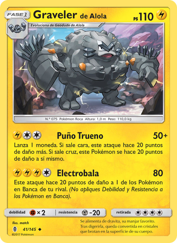 Graveler de Alola 41 — Guardians Rising (Spanish Pokémon TCG card)