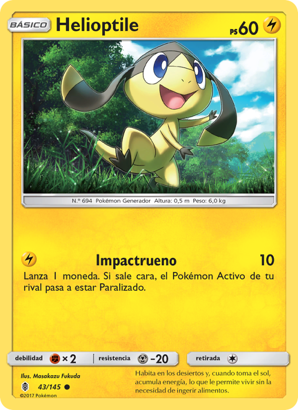 Helioptile 43 — Guardians Rising (Spanish Pokémon TCG card)