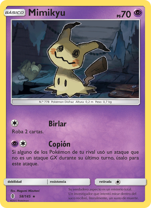Mimikyu 58 — Guardians Rising (Spanish Pokémon TCG card)