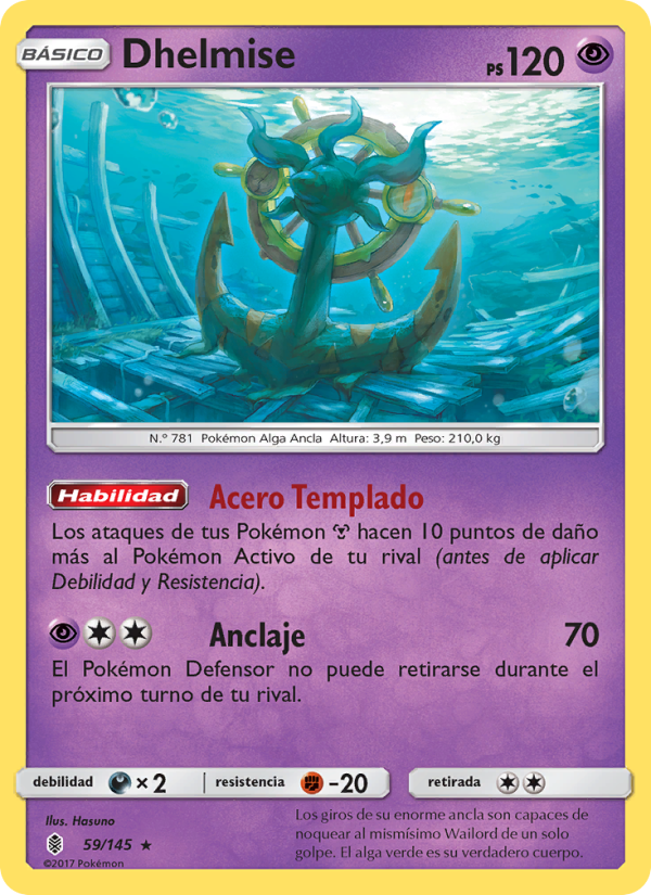 Dhelmise 59 — Guardians Rising (Spanish Pokémon TCG card)