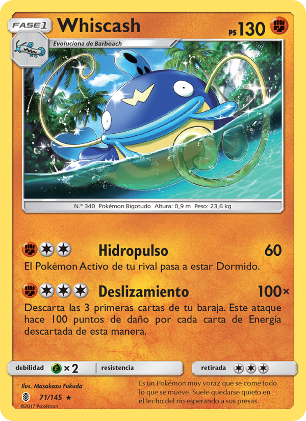 Whiscash 71 — Guardians Rising (Spanish Pokémon TCG card)