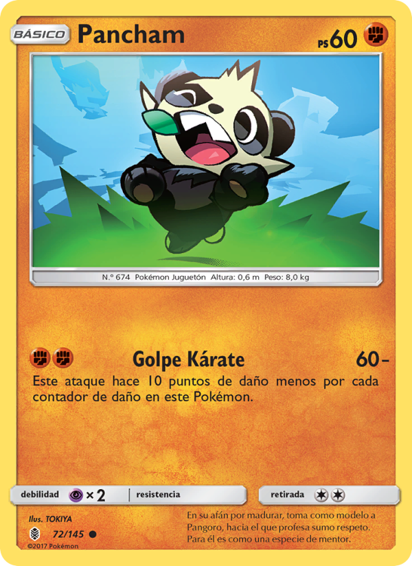 Pancham 72 — Guardians Rising (Spanish Pokémon TCG card)